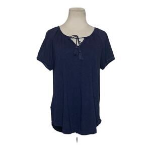 Eddie Bauer blue short sleeves cotton tunic top size small